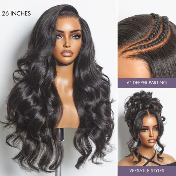 luvme all day comfort™ wig layered light yaki straight / loose body wave glueless 7x6 closure hd lace human hair wig pre cut lace