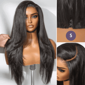 luvme all day comfort™ wig layered light yaki straight / loose body wave glueless 7x6 closure hd lace human hair wig pre cut lace