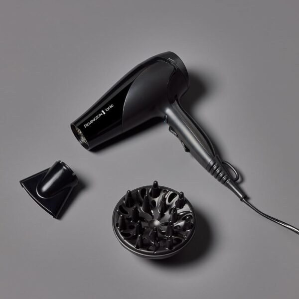 remington d3198 ionic hair dryer, 2200 w, ion care ceramic ring: gentle styling & even heat distribution, 3 heat settings & 2 separate blower settings + cool setting, 2 attachments