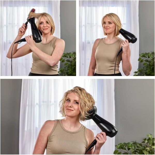 remington d3198 ionic hair dryer, 2200 w, ion care ceramic ring: gentle styling & even heat distribution, 3 heat settings & 2 separate blower settings + cool setting, 2 attachments