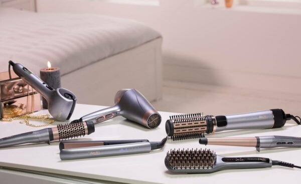 remington hot air brush rotating [automatic] keratin protect (includes 3 attachments: 2 round brushes + hairline booster for more volume) + hair clips, ceramic coating with almond oil, as8811, grey